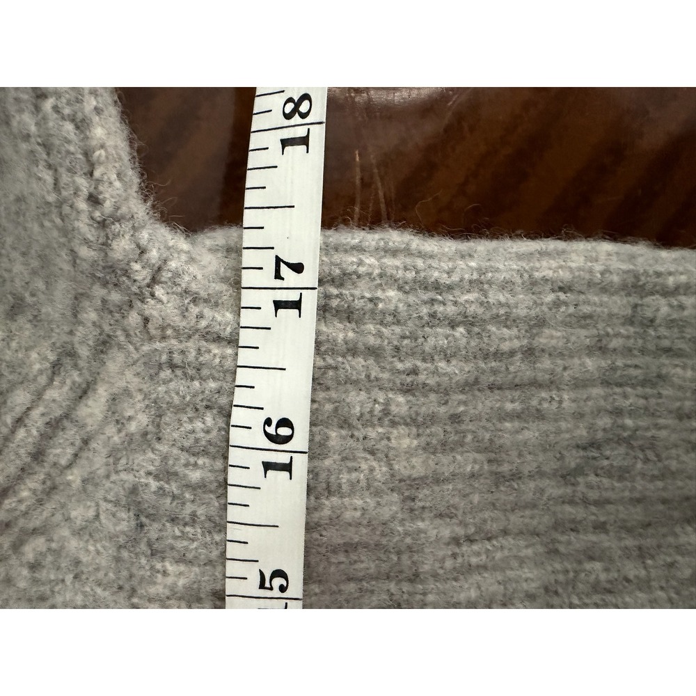 Quince Girls Gray 100% Yak Wool Ribbed Cardigan Sweater Sz M (L) Preppy (READ) - Picture 6 of 7